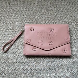 Ted Baker Rose Pink Floral Embossed Wristlet Clutch